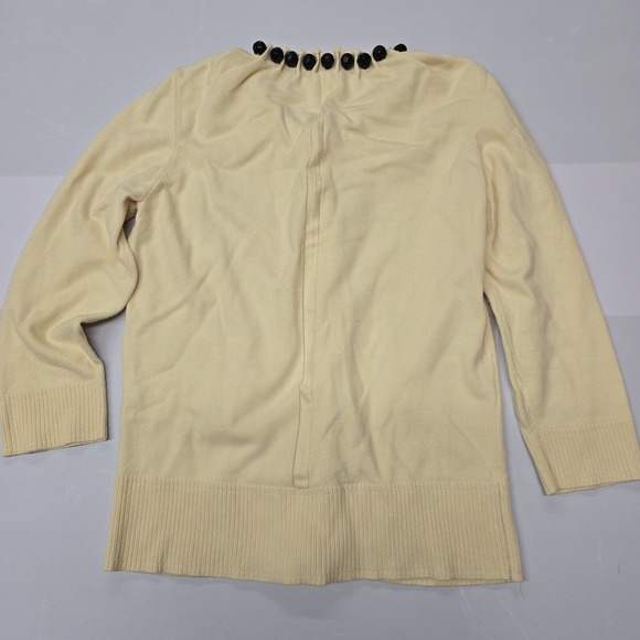 Vintage Milly of New York Women's Cream Cardigan Sweater Beads Button Size L - Picture 4 of 8